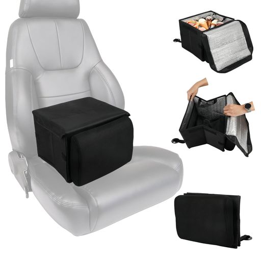 樂天商城 - Syncnika2WAY車用シートボックスクッション折りたたみ式【保温保冷フタ付き】車内収納腰当て落下防止省スペース助手席収納ボックス大容量ブラック