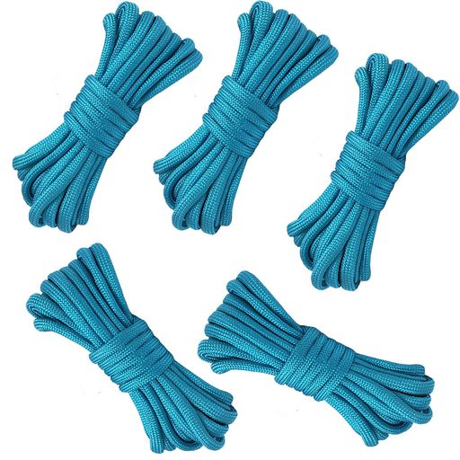 樂天商城 - OTIMORA7芯パラコード5本セット(3mx4mm)高強度多用途ロープタープ・テント設営にDIYクラフトアウトドアキャンプガーデニング(薄い青)