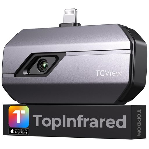 TOPDON TC002 サーマルカメラ iOS (iPhone & iPad)、512 x 384 スーパー解像度、256 x 192 IR 解像度 録画対応 熱画像 25Hz -20°Cから550°C温度範囲 サーモグラフィーカメラiPhone
