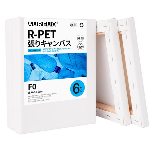 樂天商城 - AUREUOR-PET張りキャンバス-F0(18cmX14cm)/6枚-100%リサイクルプラスチックボトル製-環境に優しい耐久性の高いプロの画材絵画用具芸術絵創作現代油絵美術装飾水彩画・油絵画・アクリル兼用