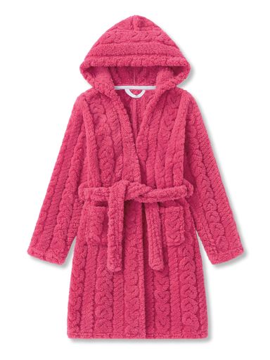 Pajamas - [Tebbis]バスローブ子供女の子フード付きラズベリー色フリースバスガウン厚手暖かふわふわ吸水速乾ルームウェアお風呂上りサイズ120cm