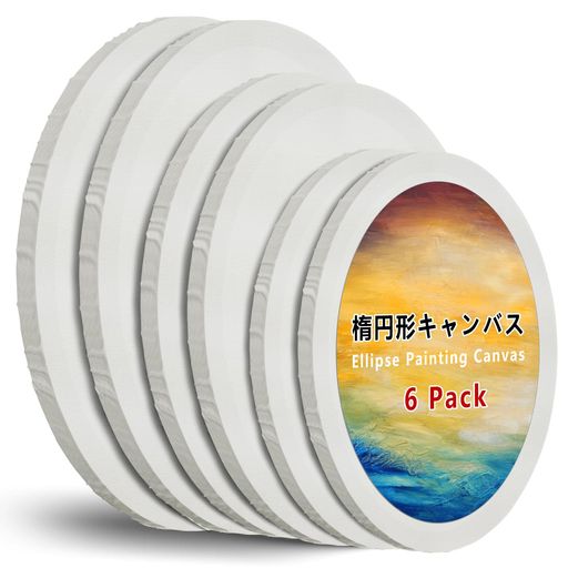 樂天商城 - YTOPROキャンバス6枚入張りキャンバスボード油絵画材綿化繊絵画キャンパス厚手オイル漏れ防止油絵・アクリル・水彩兼用初心者油絵具セット壁に掛ける部屋飾り(楕円形6枚入)