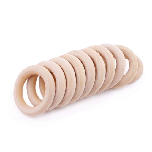 Rattle - BabyFirstlook木製リングウッドリング無塗装50mm/10pc手作りおしゃぶりガラガララトルおもちゃ知育玩具出産祝い