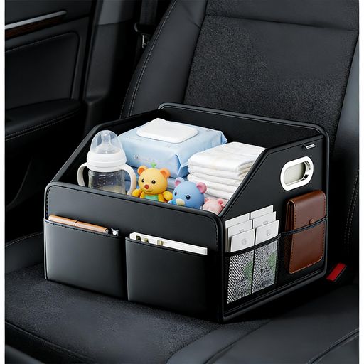 Rakuten - AUSTYLCO車用収納ボックストランクボックス車収納折り畳み式助手席車用シートバックポケット多機能収納ボックス防水大容量取付簡単カー用品(ブラック)1個