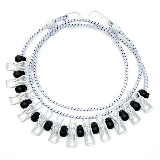 【商品詳細】長さ:1.8m(最大2.8mまで伸縮可能)重量:195g洗濯クリップ:12個固定ストッパー:13個。 【自由自在な伸縮性】1.8mの伸縮可能なゴム製ロープを採用しており、さまざまなシーンで柔軟に対応できます。両端には大型フックが付属しており、太めのポールにも簡単に引っ掛けることができます。太めのゴム製ロープは、濡れて重くなった洗濯物もしっかりと支えます。 【滑り止めと防風設計】物干しロープには滑り止め機構が備わっており、ポジショニングバックルを使ってクリップを間隔をあけて固定することができます。これにより、風の強い日でも洗濯物がずれることなく安心して干せます。 【強力な金属製クリップ】12個の強力な金属製クリップが付属しており、強い風の日でも洗濯物が飛ばされたり落ちたりするのを防ぎます。クリップはPVCカバーで保護されており、長期間使用してもサビにくくなっています。12個のクリップを使用すれば、男性の夏物の洗濯物を2日分干すことができます。 【携帯性と利便性】この物干しロープは、出張や中長期の旅行に最適です。