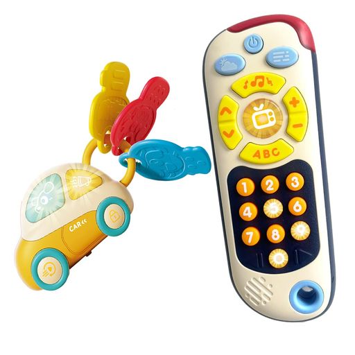 Rattle - 赤ちゃんおもちゃ知育玩具0歳1歳2歳がらがらラトル【TVリモコン・車の歯がためおもちゃ2点セット】音が出る/光る知育玩具KeyAngelモンテッソーリ指先の知育早期開発聴覚発達男の子女の子…
