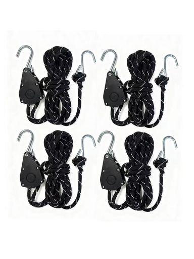 Tents, Tarps - Ayizudaロープラチェットラチエット式ロープガイロープ【直径4mm/6mm/10mmプーリー付きワンタッチ長さ調整S字フック2個付】ナイロンコード自在金具ロープタイトナーフックロープテンショナ…