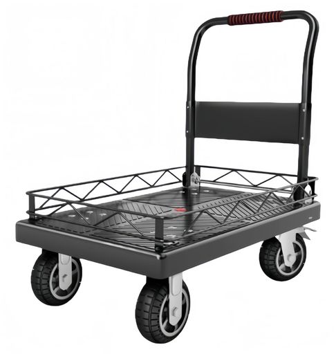 Rakuten - Jumeiバスケット台車折りたたみ式積載面90x60cmカゴ付き台車5inキャスター耐荷重350kgTPR輪運搬用ワゴンキャリーカート家庭用引越し買い物持ち運び便利業務用倉庫工場店舗会社ゴミ出しスト…