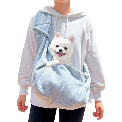 犬 抱っこ バッグ 小型くい 散歩 お出かけ ット 猫 小型犬 ポケット付き 斜めショルダーバッグ お出かけ (グレー)