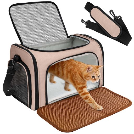 アウトドア 【商品仕様】展開サイズ:45cm*28.5cm*28cm。適用ペット:小型ペット、猫・小型犬・うさぎ・小型ペットに適用、付属品:外部用肩掛けベルト、クーリングアイスクッション、ソフトコットンクッション。調節可能なショルダーストラップ付き、手提げ・肩掛け 2way のペットキャリーバッグ! あらゆる移動シーンで自由自在、スムーズに使えます。 【三面通気設計】ペットキャリーバッグは三面にメッシュが採用され、通気性抜群で、ペットに安全、快適な旅行を提供することができます。メッシュ扉で中の様子が見えて安心な猫キャリーバッグで、メッシュ窓は高品質の材料で製作され引っ掻き傷に強いです。3つのメッシュ窓をを備えて、ペットに新鮮な空気を与え、窮屈な感じを与えません。 【ペット用快適空間】安定性が良いデザインで安心してお出かけできます。丈夫な構造としっかりとした底板により、型崩れしにくく、ペットのための十分な内部空間を常にキープします。内側のパッドは 2 つ付いており、取り外し可能なデザインなのでお手入れが簡単で、暑いときも寒いときもペットを快適に保ちます。