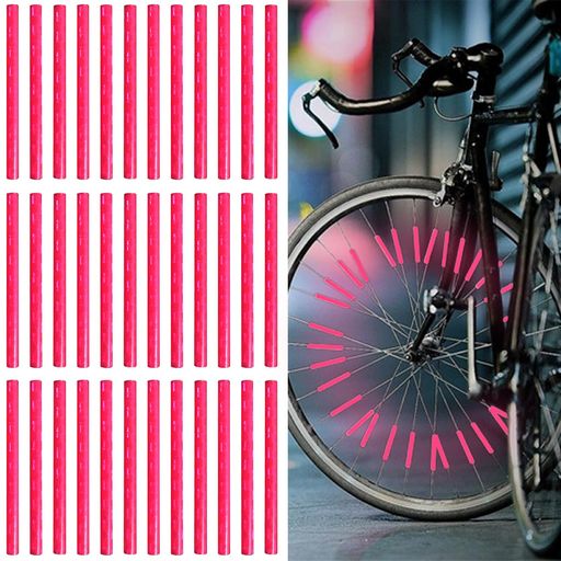 FACETHALO自転車リフレクター反射版36本セット夜間視認性アップ多色選べる折れにくいABS素材簡単取り付けDIY装飾自転車スポーク安全部品(ピンク)