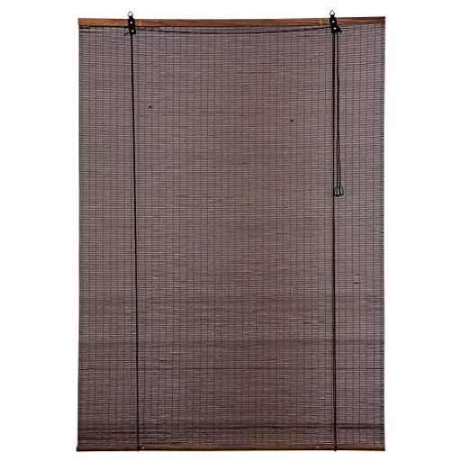 YitianBambooArt竹すだれ2本セットダークブラウン幅88cmx丈120cm竹ロールスクリーン簾屋内竹ブライド巻き上げ機能目隠し遮光遮熱日除け日よけ防止風通し和風和室コード用フック付き