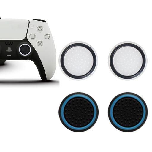 SZSLPS5コントローラースティックキャップPS4/PS3/Xboxアナログスティック保護カバー(4個セット)対応親指スティックカバーシリコンコントローラースティックキャップ専用(ホワイト2枚+ブル…