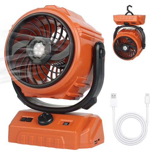 キャンプ扇風機卓上扇風機充電式アウトドア6000mAh&左右自動首振り最大24時間連続使用風量100段階調節超強力送風LEDライト多機能吊り下げキャンプ車中泊室内リビング卓上持ち運び便利熱…