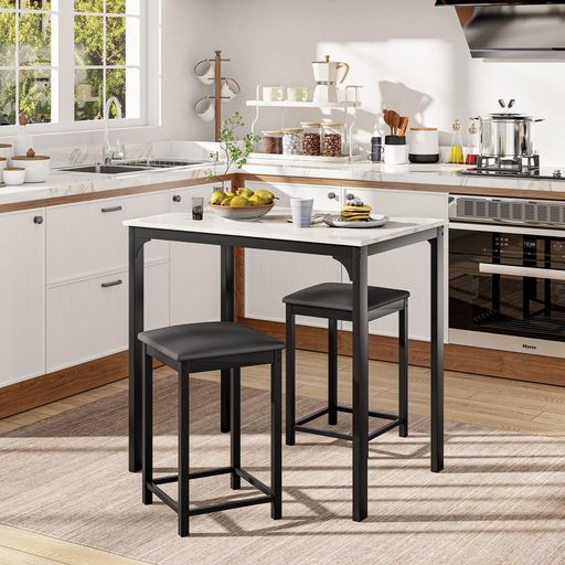 GYMAXダイニングテーブルセット2人幅90cmダイニングテーブル3点セット食卓カウンターテーブルチェア2脚..