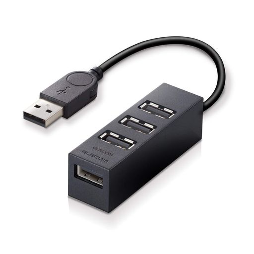 乐天商城 - エレコムUSBハブ2.0バスパワー4ポート10cmマグネット付き機能主義MacBook/SurfacePro/Chromebook他ノートPCNintendoSwitch対応ブラックU2H-TZ426BXBK
