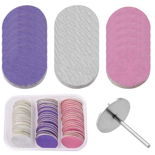 Wolfrideサンディングバンドネイルアート角質ケア電動ネイルケアセット爪やすり180#グリット60点セット25mmネイルマシン用置換ビットマニキュアネイルドリルマシン用ネイル道具