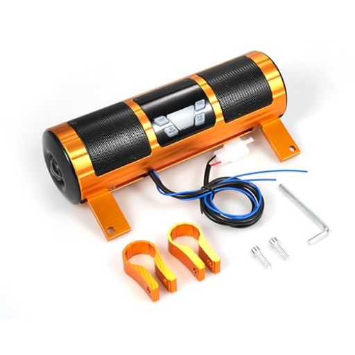 Xtahdgeオートバイステレオスピーカー、防水BTMP3音楽プレーヤーオーディオアンプシステム、USB付きハンドルバーマウントサウンドバー、オートバイスクーターATV用FMラジオ