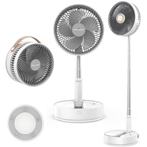 Keynice扇風機折り畳み無段階伸縮式リビング首振り卓上扇風機dcモーターUSB充電式コードレスタイマー付..