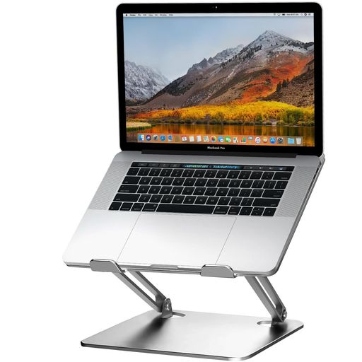ノートPCスタンド安定性優越厚手合金製タブレットスタンド無段階高さ角度調整作業姿勢改善放熱性中空通気設計折りたたみ式滑り止め17インチまでに対応幅219x奥行265mmシルバーの商品画像