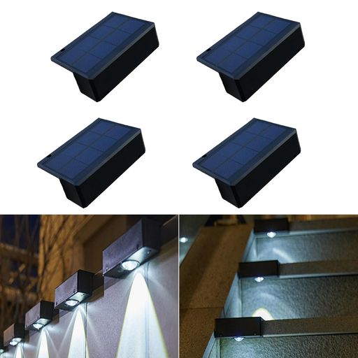 ソーラー屋外フェンスライトガーデンライト屋外防犯対策ソーラー表札灯表示灯玄関灯門柱灯LEDガーデン屋外防水簡単設置自動点灯ソーラー階段中庭庭園入口4pcs