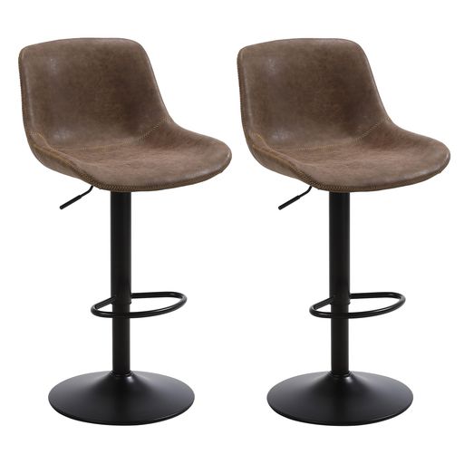 Stand Chairs - Ermnoisカウンターチェア回転昇降バースツールPUレザーハイチェア背もたれバーチェアキッチン回転椅子ハイスツール足置き高さ調節可能キッチンカウンターチェア2脚セット-ブラウン