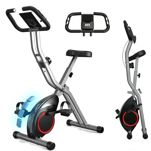 LINBOLUSAエアロバイクフィットネスバイク折りたたみ16段階負荷調節5-8段階高さトレーニングバイク家庭用静音サイクリングマシンマグネット室内バイク心拍数計測2.5-3kgフライホイール自宅…