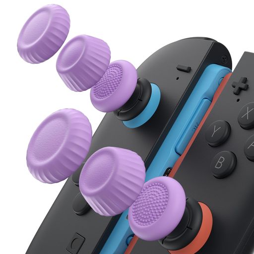 JSAUXSwitch2スティックカバー・JoyCon対応・滑り止め・快適な握り心地・人間工学デザイン・耐久性高い・紫(パープル)・3組(6個)–滑り止め強化版