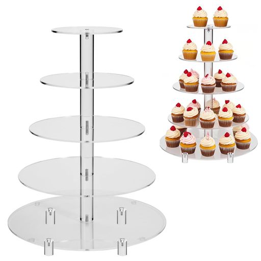 5段ケーキスタンドBetterJonny透明お菓子皿アクリル樹脂デザートスタンドお菓子果物ケーキアフタヌーンティー円盤形棚パーティー結婚式誕生日クリスマスのお祝い