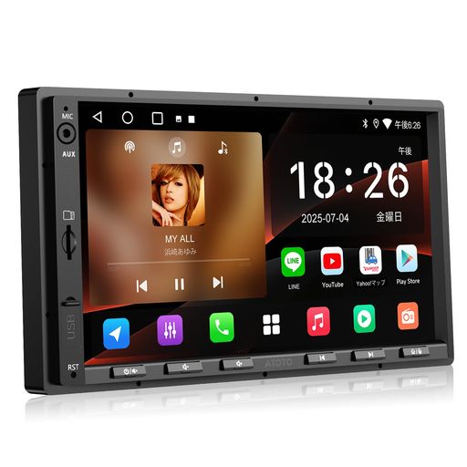 ATOTOZONE A5L 7インチディスプレイオーディオ、2DIN Androidカーナビ, ワイヤレス CarPlay& ワイヤレス Android Auto、Wi-Fi/Bluetooth/USBテザリングに対応、2+32GB、DSP&アンプ