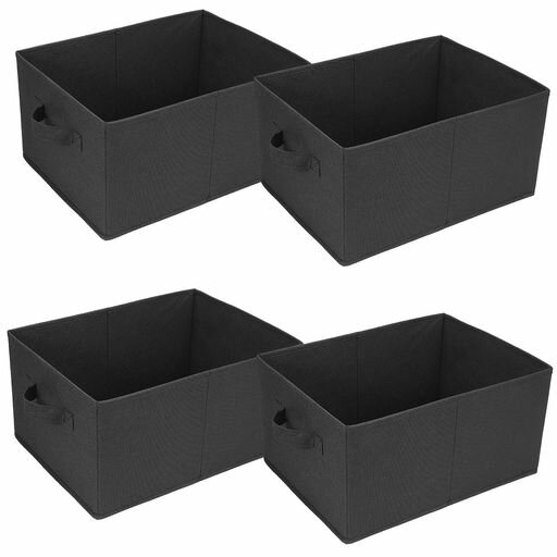 Storage Box - JAKAGO4個セット収納ボックス折り畳み式収納バスケット収納かご取っ手付き大容量おもちゃ収納バスケットかごカラーボックス対応39*29*20cm(ブラック)
