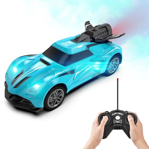 OBESTスプレーラジコンカーこども向けリモコンカーカラーランプ付きRCカーおもちゃ噴霧おもちゃ車スポ..