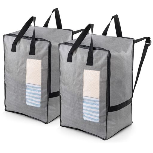 TAILI布団収納袋大型収納袋引越しバッグ2個セット背負える特大容量自立式カバンビッグバッグ寝具ケース持ち手付き洋服衣装ケース羽毛ふとん防水再利用可能折りたたみ式省スペース引っ…