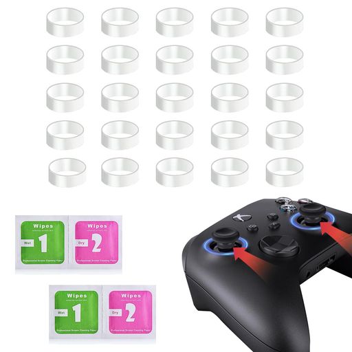 スティック保護リング【25個セット】プロテクトリングシリコンリングスティック用プロコン削れ防止白い粉対策摩耗減少簡単装着PS4/PS5/SwitchPro/Xboxなど各種コントローラー適用
