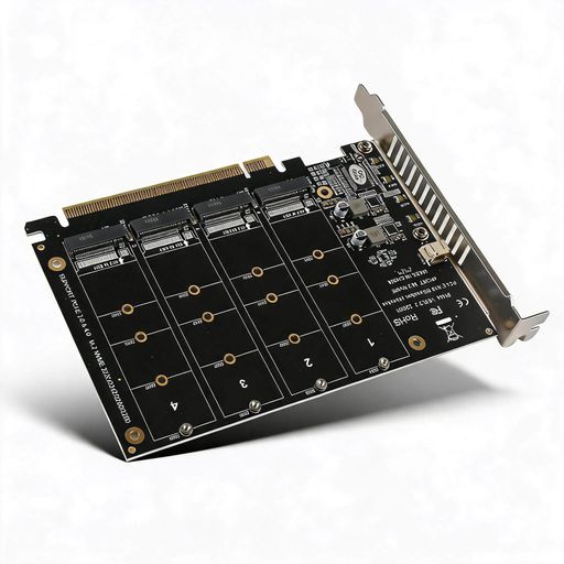 M.2 PCIEアダプター、アダプターカード4ポートM.2 NVMeSSDからPCIEX16Mキーハードドライブコンバーターリーダー拡張カード(ph44)