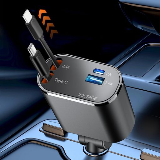 Joinylotus車充電器シガーソケットUSBC【2026年進化モデル・PD100W・4in1設計】巻き取り式しがーソケットusb急速充電4台同時使用DC12V・24V車対応iPhone/Android/MacBook