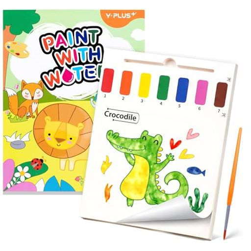 YPLUS 水塗り絵 3歳以上の子供用水彩画用紙 汚れない水ぬりえブック 筆付きの絵画手工芸ギフト 男の子 女の子 プレゼント 動物柄