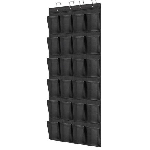 ポータブル電子機器 【製品仕様】:サイズ: 約150x55cm。ポケットサイズ:約20x14cm。重さ:約290g。色:ブラック。材質:ナイロン。 【取り付け簡単】:ウォールポケットには、頑丈な金属製フックが付属しています。取り付けがとても簡単で、ドアに穴開けが不要で、フックをドアに掛け、使用してドアの後ろにバッグを掛けるだけです。 【大容量シューズオーガナイザー】:壁掛け式のシューズラック、24個のポケットが付き、シューズ、スリッパなら12ペアが綺麗に収納できて、靴の収納場所に困っている方におすすめです。 【抜群な収納力】:靴、化粧品、おもちゃなどの生活用品を整理することもできます。部屋、キチン、浴室にも適用、物の清潔さを守れます。 【幅広い用途】:キッチン、浴室、教室、リビングルーム、お部屋、玄関、オフィス、リビングどこに設置しても違和感なく使えます。ウォールポケットはドアフックを使って、ドアの上部に直接掛けて、携帯電話、携帯電話ケース、ウェットティッシュ、勉強カード、読み書きカードなどを収納します。