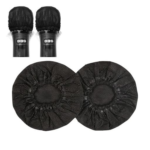 50個入マイクカバー使い捨て不織布抗菌防塵雑音防止講演カラオケ用(ブラック)