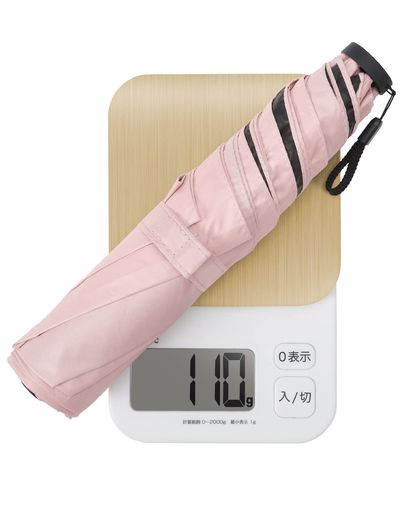 日傘超軽量6本骨109g完全遮光uvカット折りたたみ晴雨兼用カーボンファイバーフレーム傘レディース超撥水携帯便利折り畳み日傘収納に便利紫外線対策梅雨対策(桜)