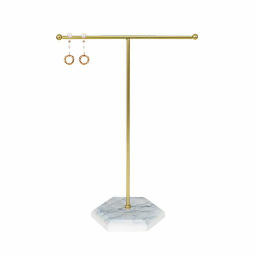 ジュエリースタンドディスプレイネックレスホルダーTバーメッキメタル卓上ジュエリーオーガナイザータワーショージュエリー吊り下げペンダントイヤリングブレスレットリングアクセ…