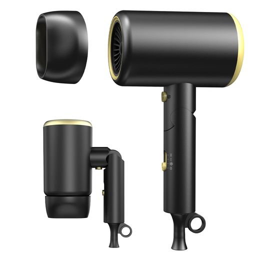 ドライヤー大風量2025最新型速乾軽量折り畳み式高濃度マイナスイオン1400W恒温ヘアケア冷熱風3段階風量調節ノズル付きコンパクトPSE認証済みどらいやーヘアドライヤー(ブラック)