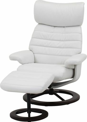 Reclining Chairs - 不二貿易リクライニングチェア寝れる回転肘付きオットマン付き1人掛けホワイトオール70766
