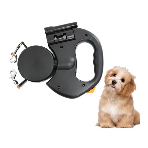 GIIPET-犬リード2頭引き3m伸びるLEDライト付きゴミ袋収納付き反射多機能絡まない多頭飼い用丈夫おしゃ..