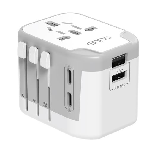 Transformers, Conversion Plugs - 海外変換プラグ全世界対応EINNOコンセント海外旅行用電源変換アダプターマルチ変換プラグC/BF/O/Aタイプ2つUSB-Aと2つUSB-Cポート付き
