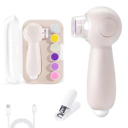 電動爪切り電動つめきりLEDライト付き自動爪切りType-C充電超軽量交換用ヘッド7本と収納ボックス簡単操..