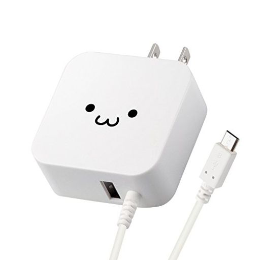 エレコムAC充電器/microBケーブル一体型/2.4A出力/1.5m/ホワイトフェイス