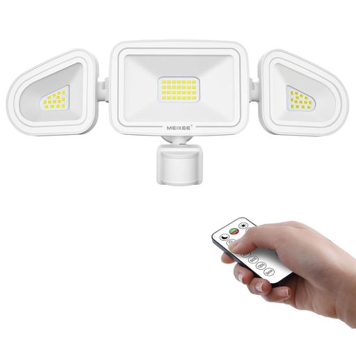 MEIKEE センサーライト 人感 42W LEDセンサーライト 屋外【3面発光 リモコン操作 常時点灯機能】4200LM 超高輝度 人感センサー投光器 IP66防水 夜間センサーモードと24Hセンサーモード 検出距離…