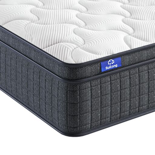 Suilongポケットコイルマットレスダブル極厚26cm独立ポケットコイル高反発ベッドマットレス高級スプリングマットレスやや硬め線経2.0/2.2mm並行配列多層構造通気性体圧分散寝返りサポート