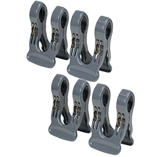 サワフジ 洗濯物干し ワイド竿止めクリップ グレー 幅77mm 4個組 WS-04C